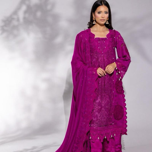 Purple Three Panelled Heavy Sequence and Pearl Embellished - 3PC