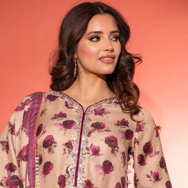 Floral Marina 3Pc - Long Kameez with Plazzo