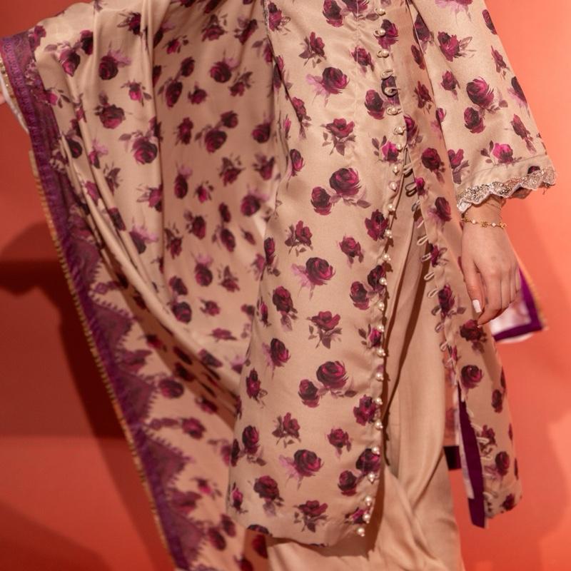 Floral Marina 3Pc - Long Kameez with Plazzo