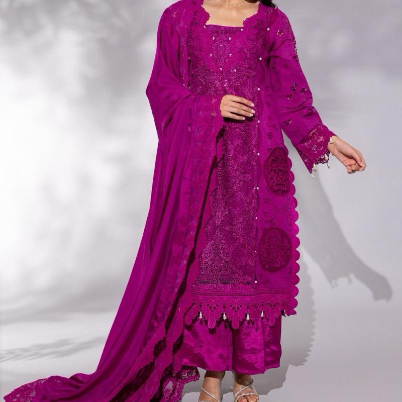 Purple Three Panelled Heavy Sequence and Pearl Embellished - 3PC