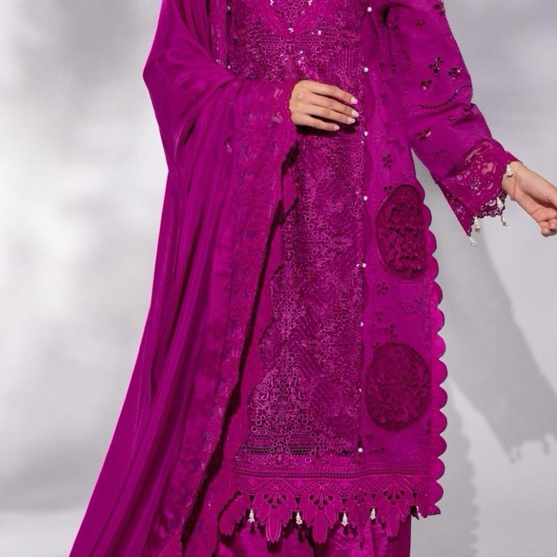 Purple Three Panelled Heavy Sequence and Pearl Embellished - 3PC