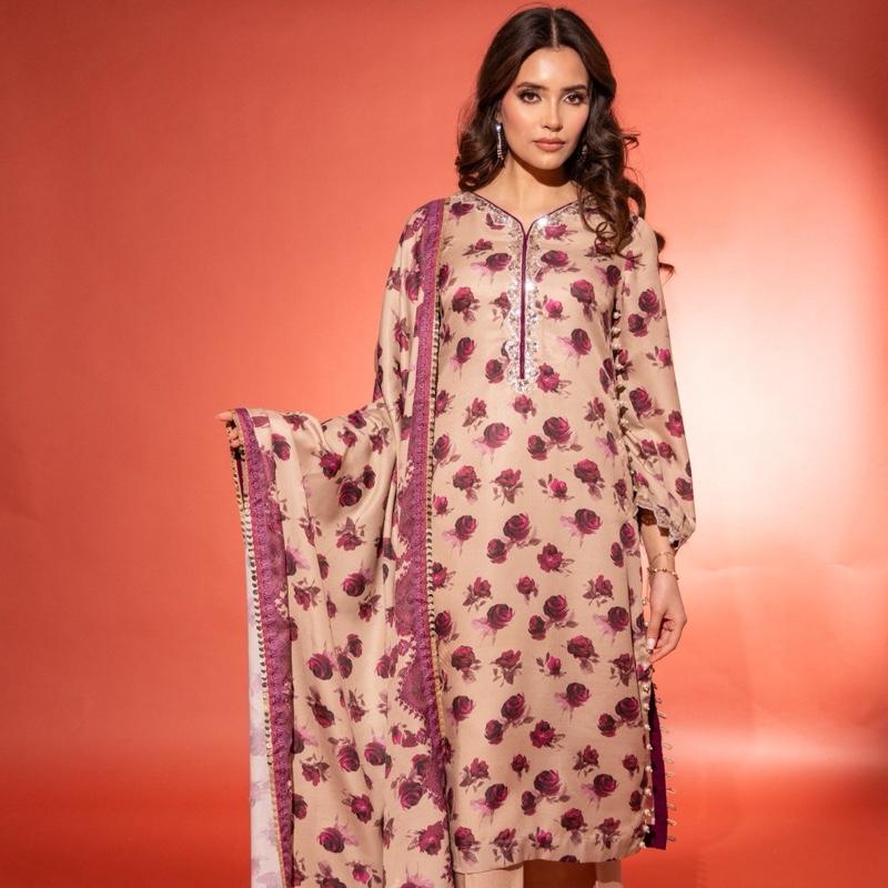 Floral Marina 3Pc - Long Kameez with Plazzo