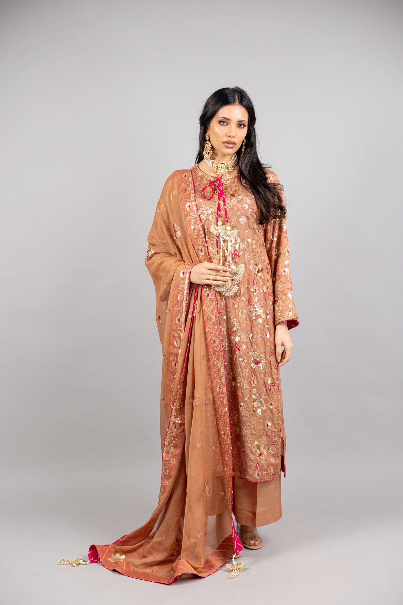 Sahara – Sand Pink Raw Silk Ensemble - Eeyapret