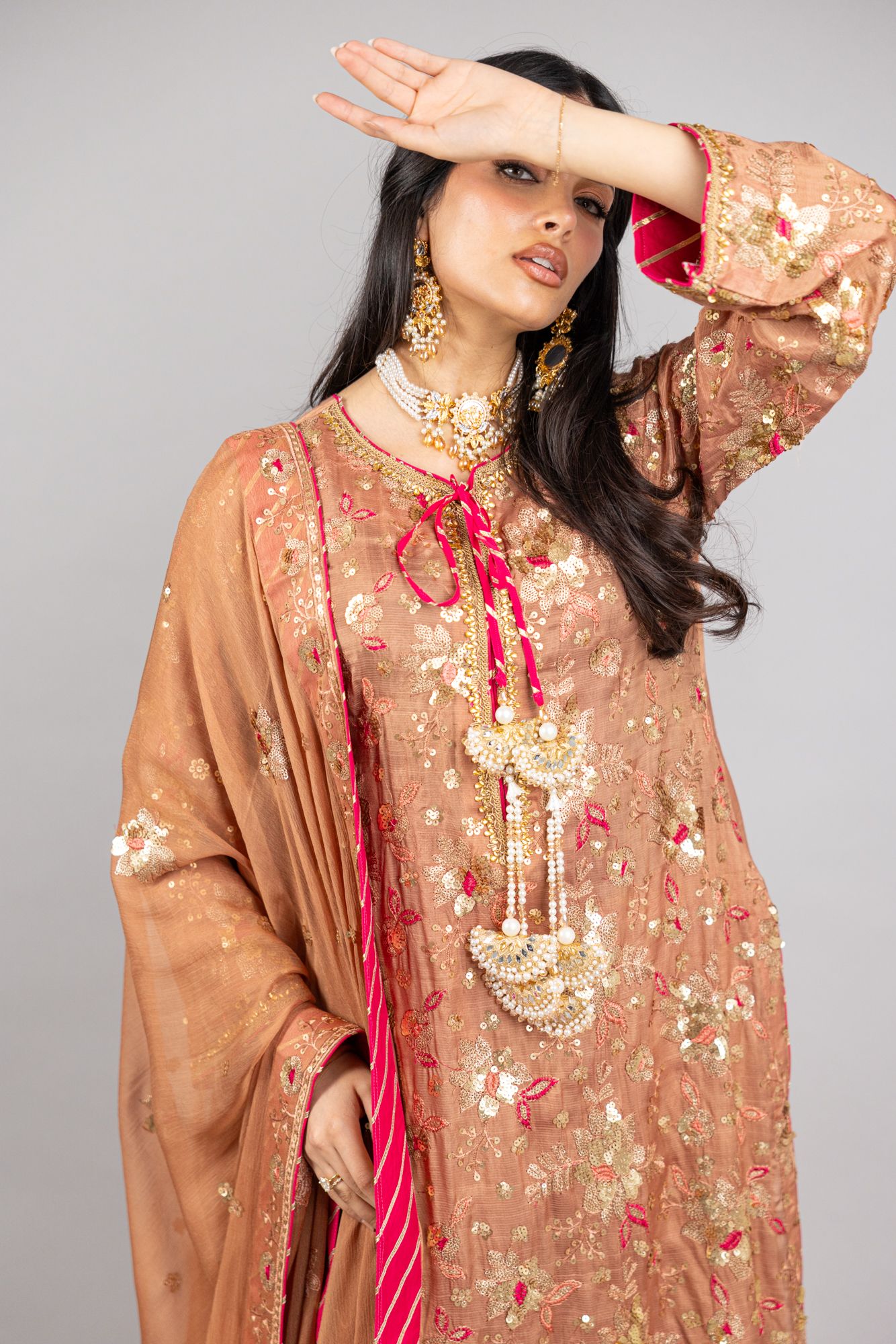Sahara – Sand Pink Raw Silk Ensemble - Eeyapret