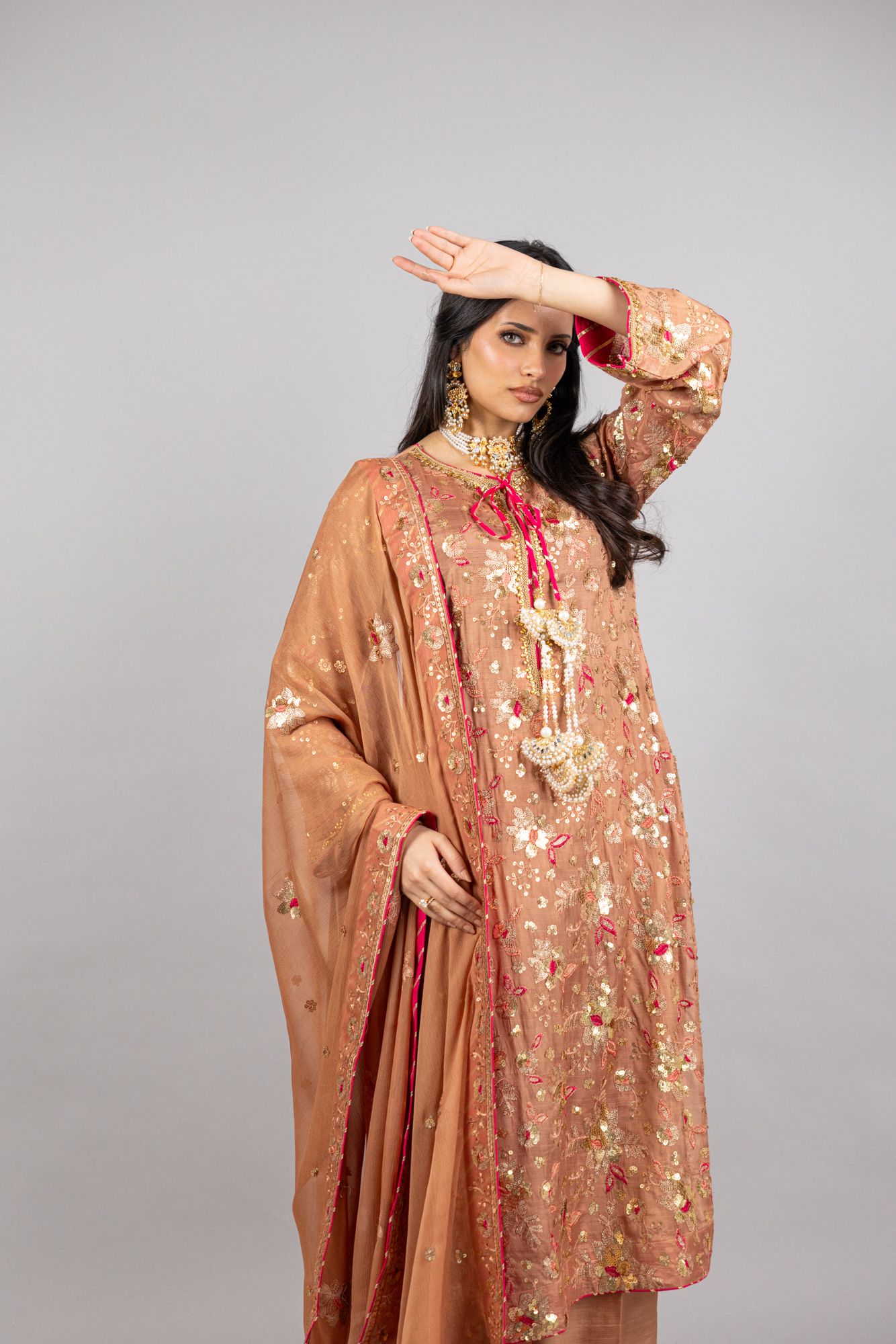 Sahara – Sand Pink Raw Silk Ensemble - Eeyapret