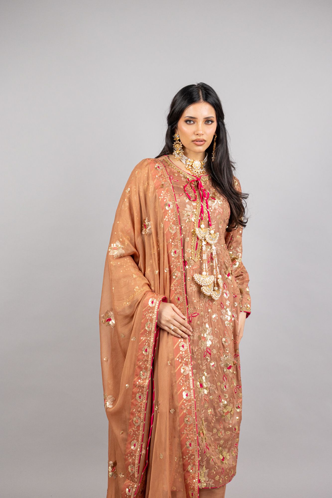 Sahara – Sand Pink Raw Silk Ensemble - Eeyapret