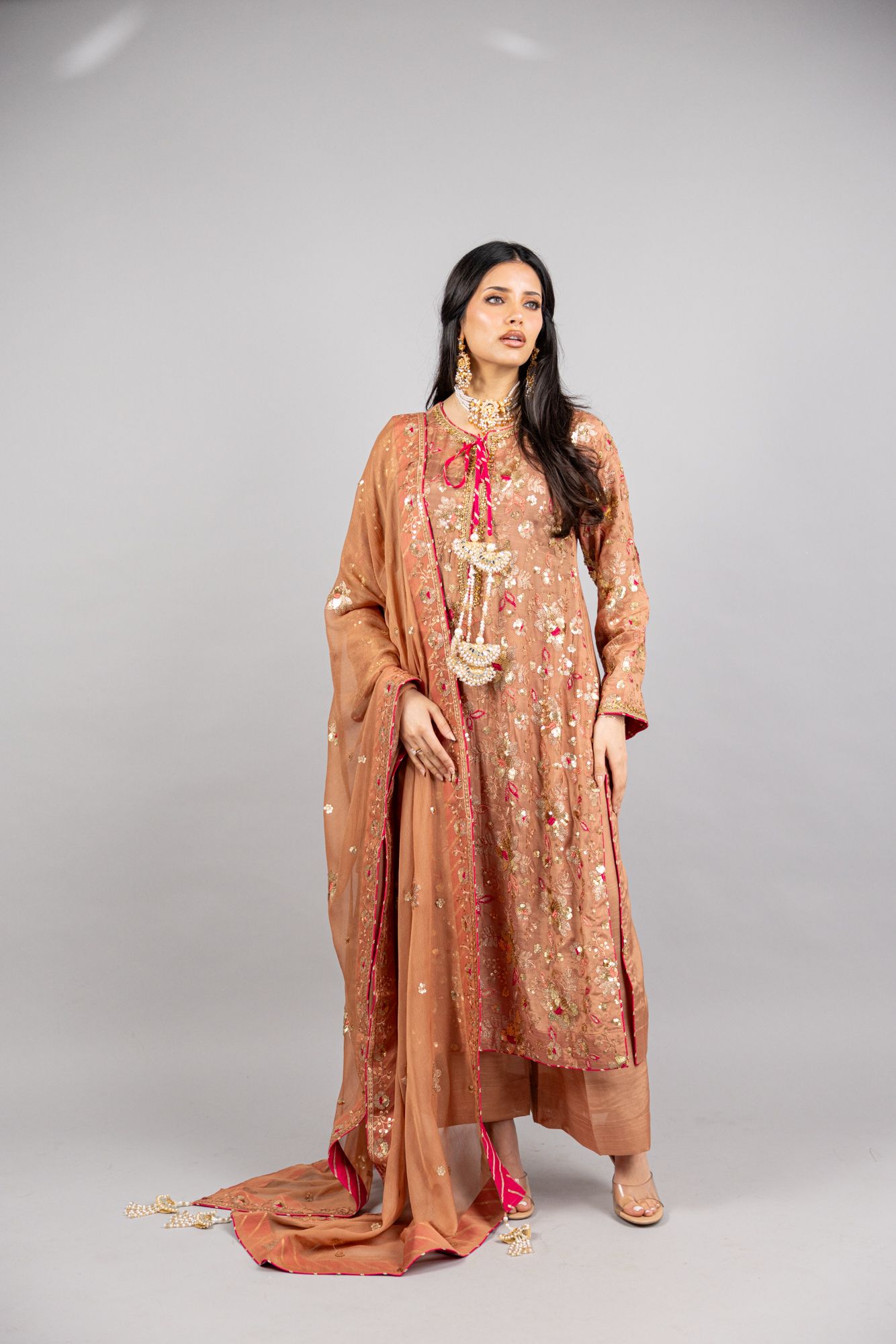Sahara – Sand Pink Raw Silk Ensemble - Eeyapret