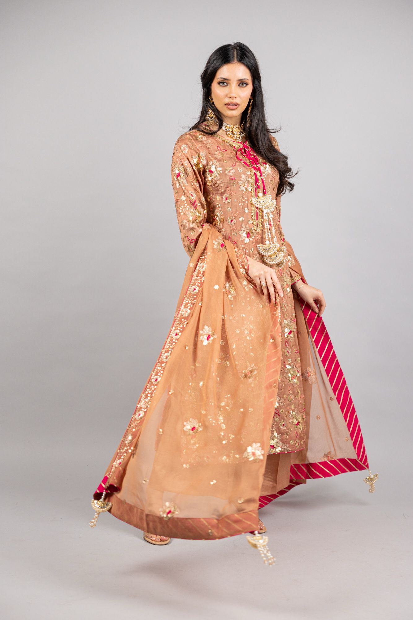 Sahara – Sand Pink Raw Silk Ensemble - Eeyapret