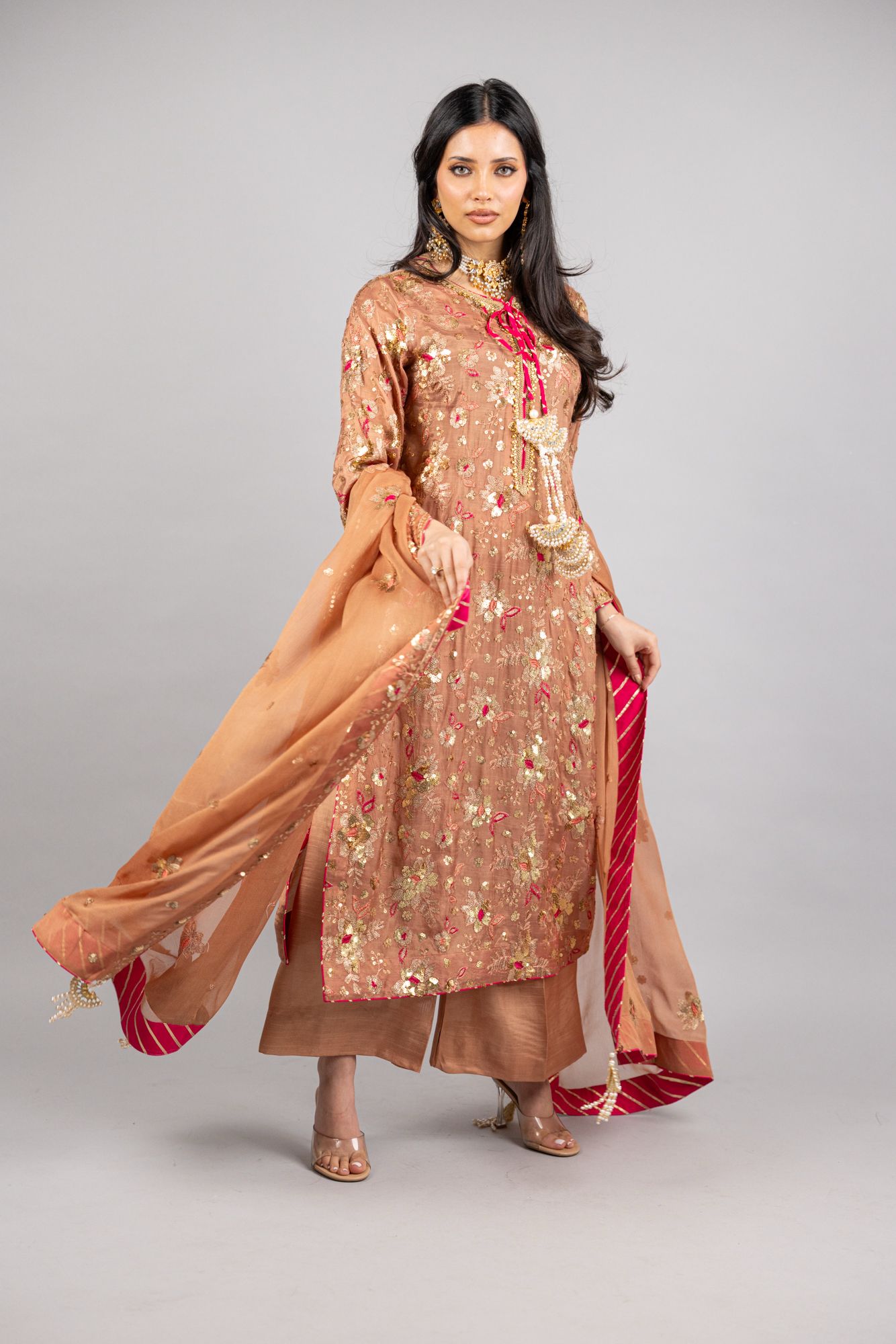 Sahara – Sand Pink Raw Silk Ensemble - Eeyapret